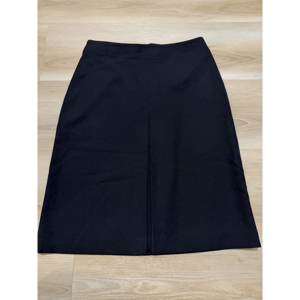 Hennes Skirt Size 10 Knee Length Black Pencil Pleat Front Polyester Women's
